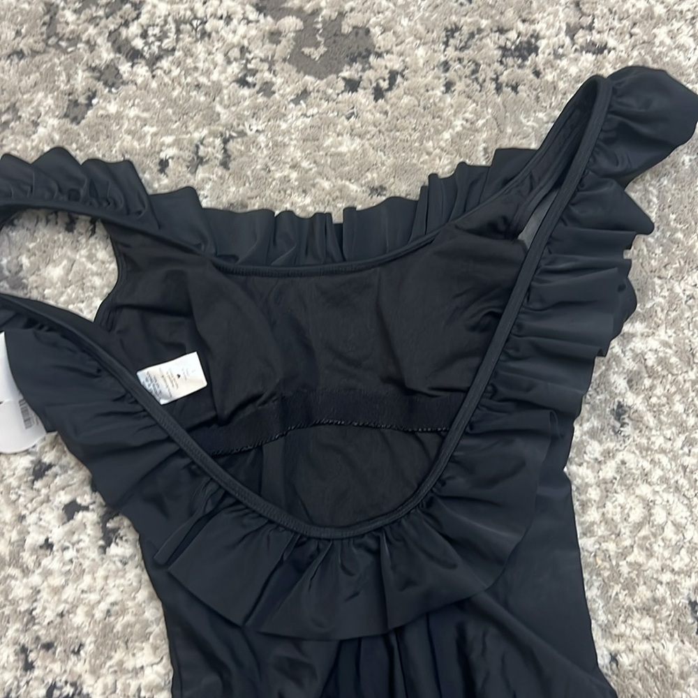 SUGAR COAST by Lolli Swim Ruffled Black 1 Piece Swimsuit low scoop back - Picture 4 of 7